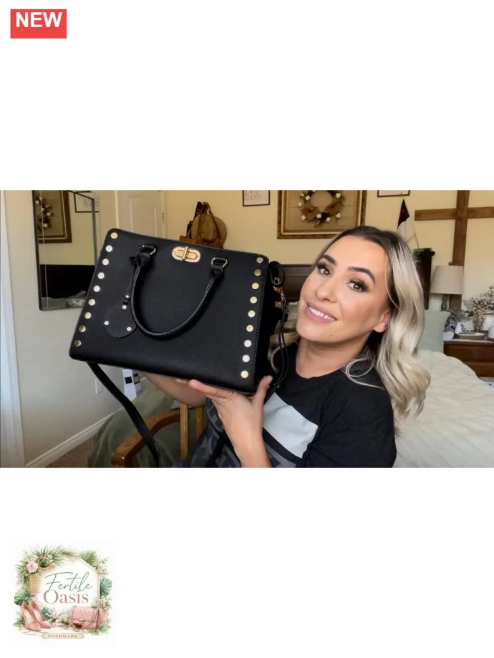 Women's Vegan Leather Satchel Tote 2 Piece Set with Matching Clutch